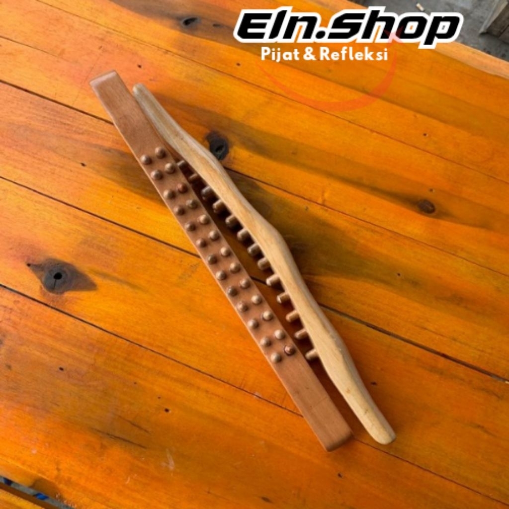 Tongkat Pijat Kayu Gua Sha / Alat Pijat Refleksi Punggung Leher Tradisional