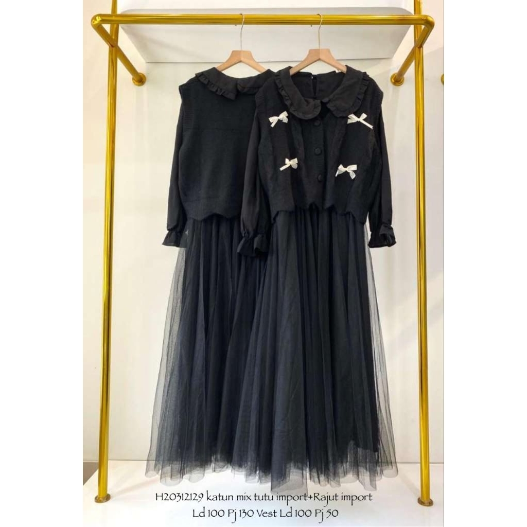 Real pic ORIGINAL dan TERMURAH MIDI Dress set Outer rajut PREMIUM Butik / 2in1 set Dress + Outer Jum