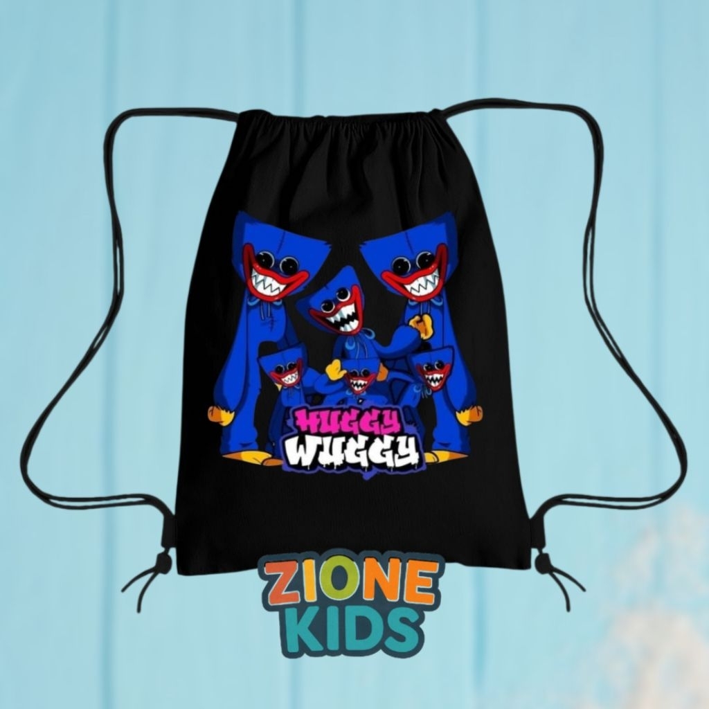 Tas Serut Anak Huggy Wuggy Free Name Custom Nama | Drawstring Bag Kartun Poppy Playtime Huggy Wuggy 