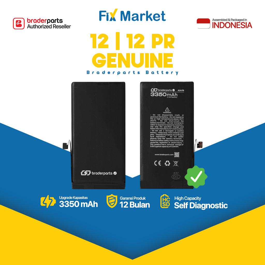 Braderparts Battery Baterai untuk iP 12 / 12Pro