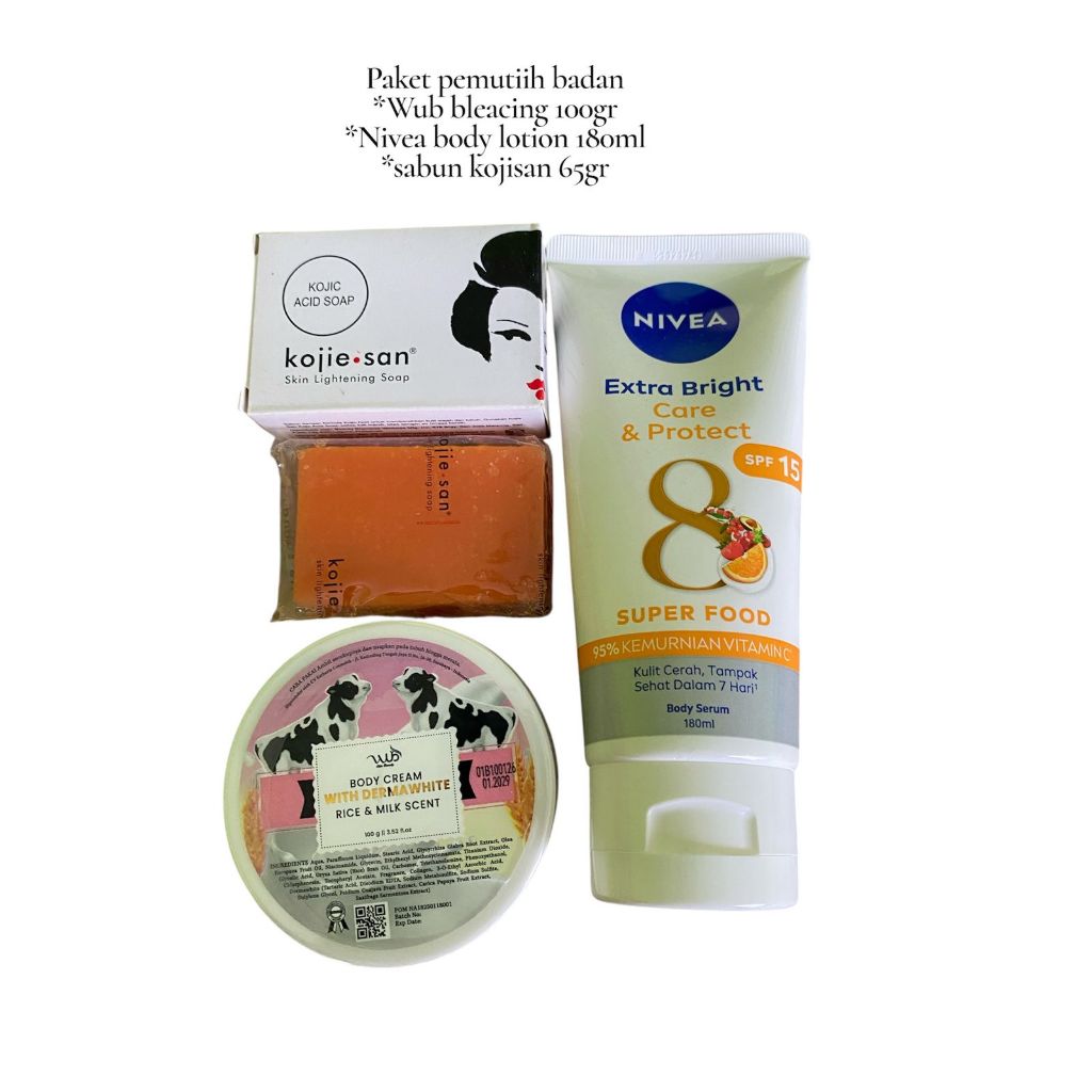 viral!!!paket wub pemutih badan ampuh dalam 14hari/ wub body cream / lotion body serum / sanum kojie