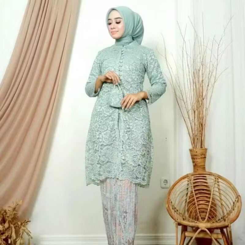 Kebaya Tunik Brokat Busui Kancing Depan