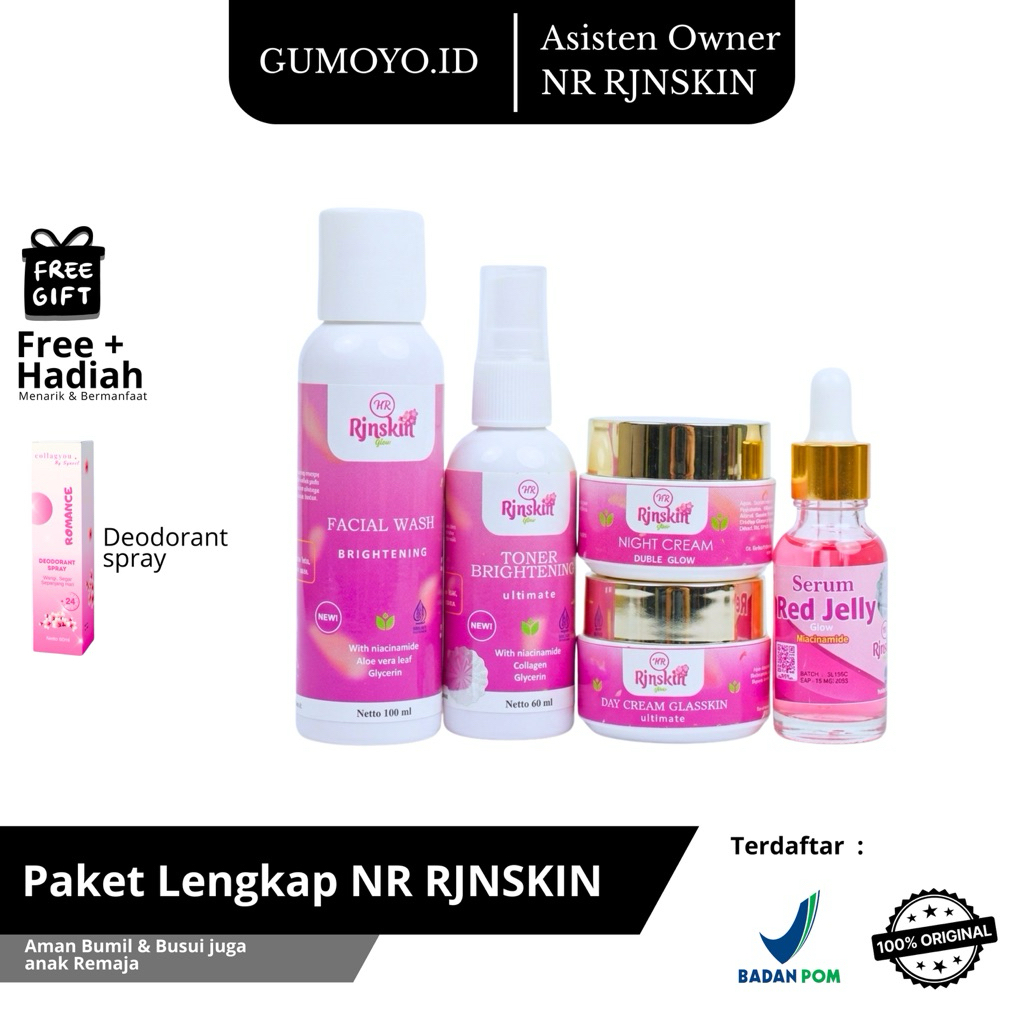PAKET SKINCARE/PELICIN PEMUTIH WAJAH NRGLOW RJNSKIN PUTIH CEPAT GLOWING
