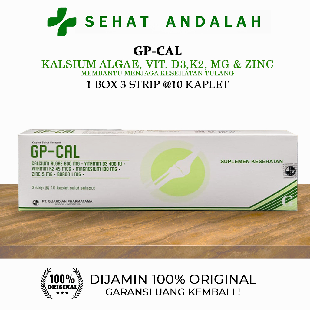 GP-CAL (1 BOX/30 KAPSUL) - SUPLEMEN TERLENGKAP (CALCIUM + VIT.D3 + K2 + MAGNESIUM + ZINC + BORON)