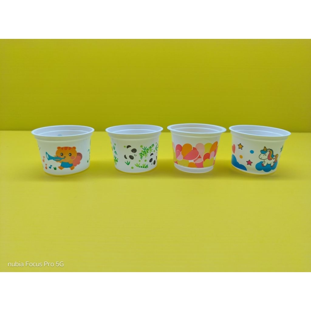 [ISI 50 pc] cup eskrim karakter cup 100ml ice cream cup plastik 100ml motif printing cup plastik 100