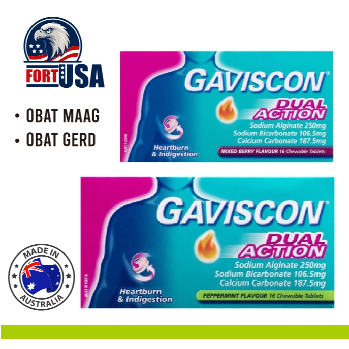 Obat Gerd Gaviscon 16 Tablet Kunyah – Meredakan Maag, Asam Lambung Naik & GERD