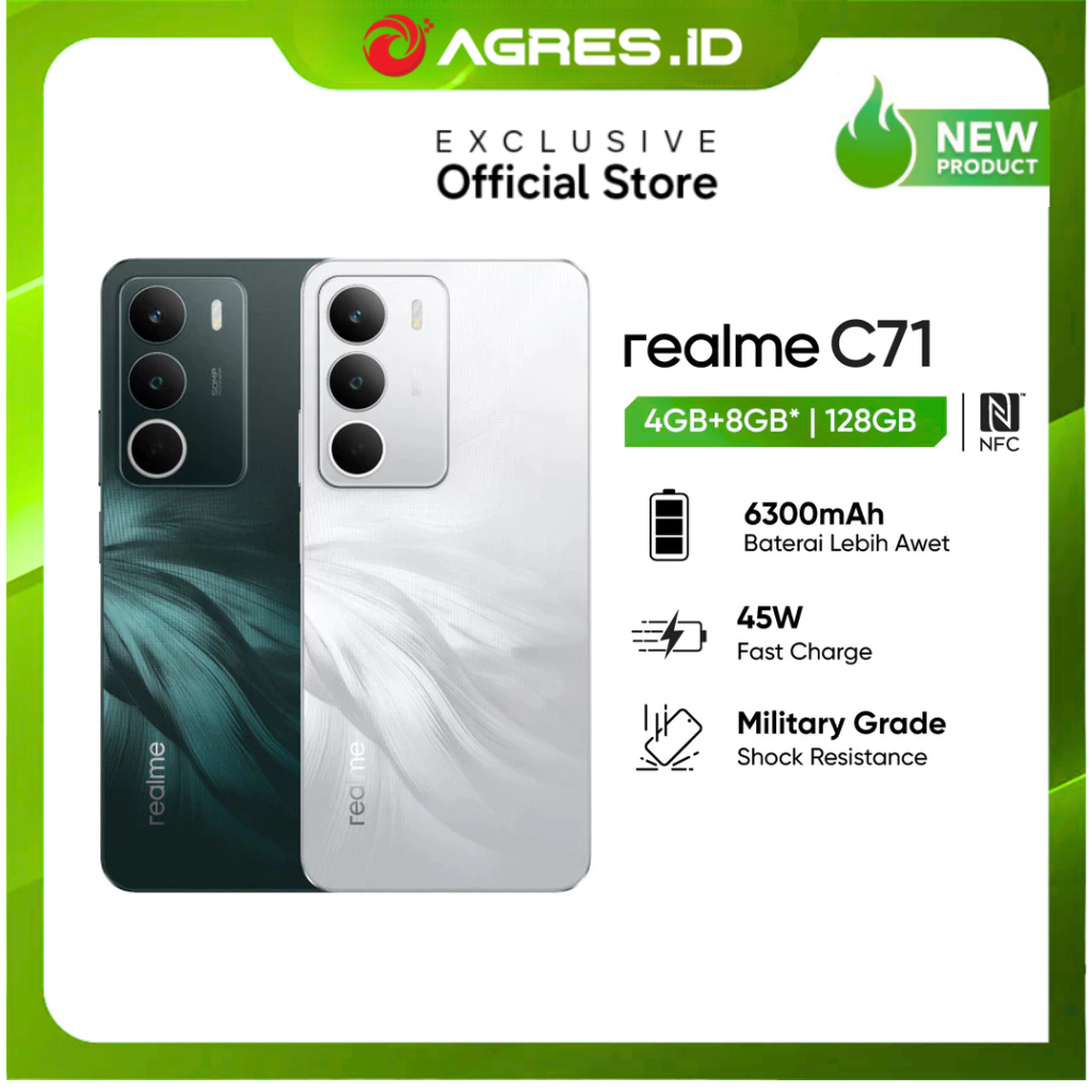 realme C71 8GB-128GB 6300mAh Baterai 45W FlashCharge NFC