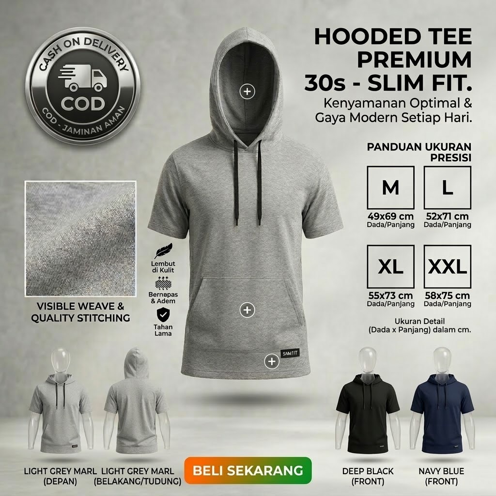 QuWays™ LazaHood Premium – Kaos Hoodie Pria Minimalis Modern