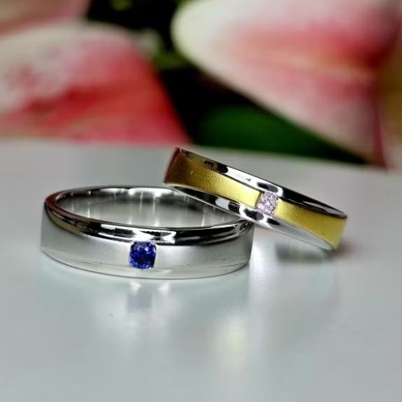 Cincin Nikah Couple Emas Sapphire Asli