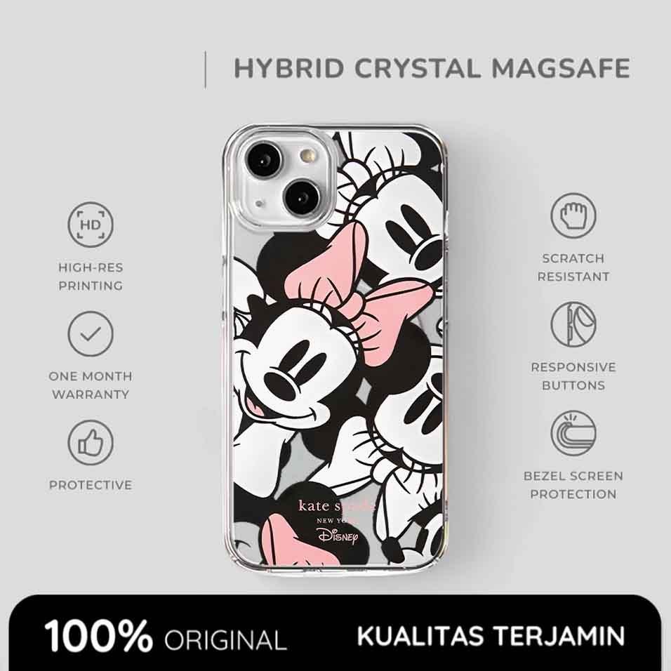 Casing iPhone Kate Spade Case Mickey Clear Magsafe Softcase Anti Shock Style 17 16 15 14 13 12 11 Pr