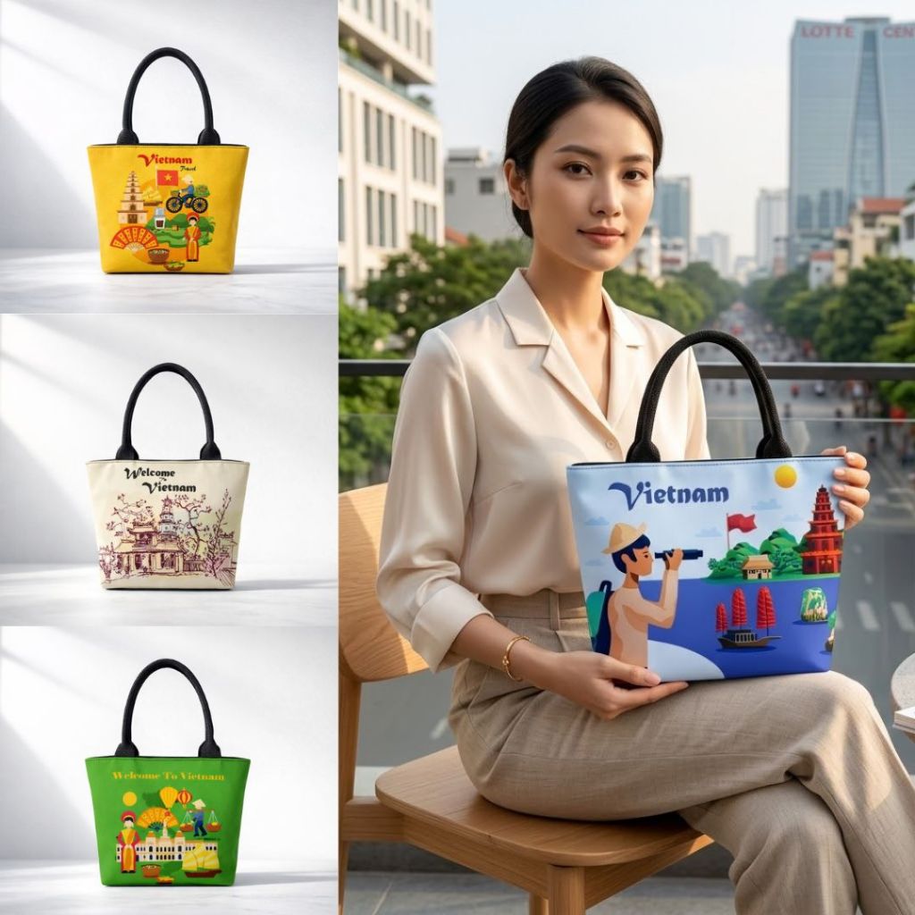 [PROMO] Tas Souvenir Kecil Tenteng | Bag Tas Hampers Kekinian Kanvas Resleting Oleh Oleh Vietnam