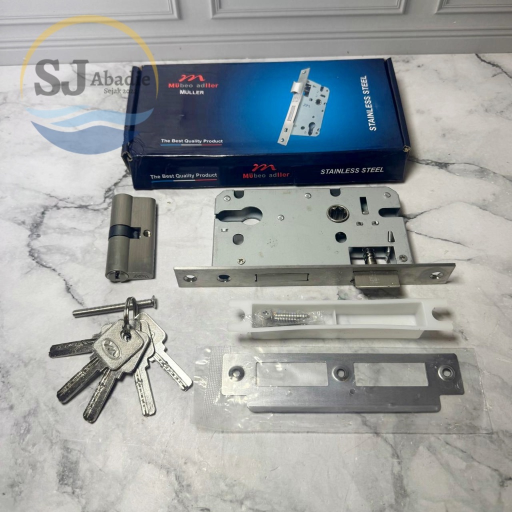 (1 PC) MULLER Body Kunci Pintu Biasa Dorong Lidah Tanggung Stainless Steel M58C450 | SJ ABADIE |