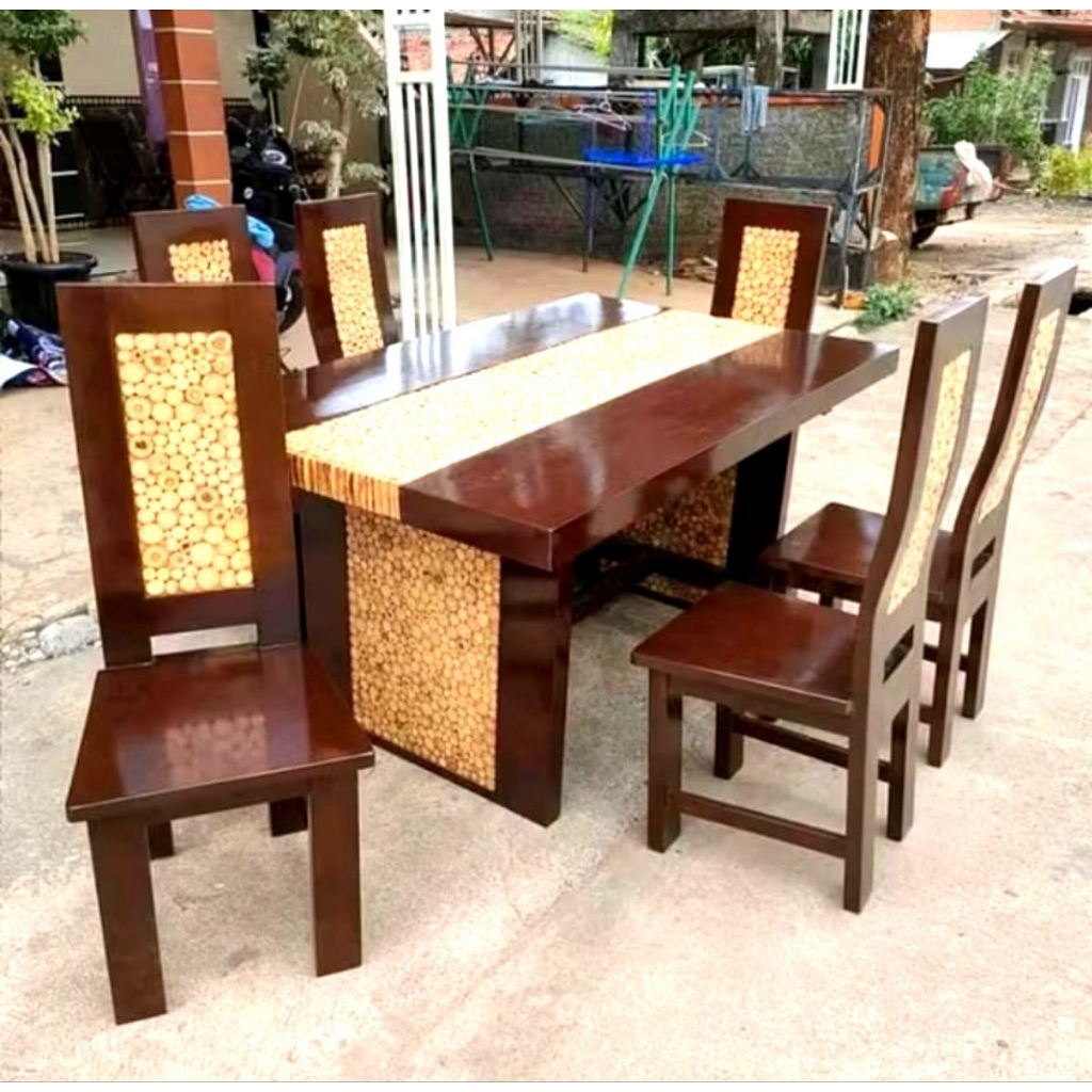 Meja Makan Model koin Jati Jepara Original