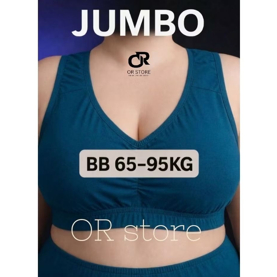 Miniset Jumbo Wanita BB 65–95kg LD 140cm | Bra Jumbo Tanpa Kawat | Bra Big Size Nyaman Adem | Bra Ju