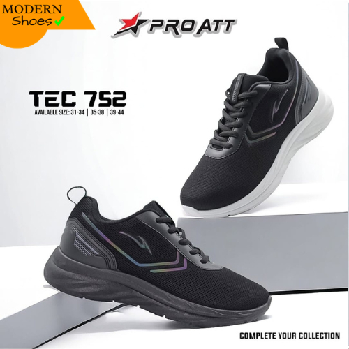 SEPATU PRO ATT TEC752 ,SEPATU ANAK SEKOLAH COWOK CEWEK SMP DAN SMA HITAM POLOS