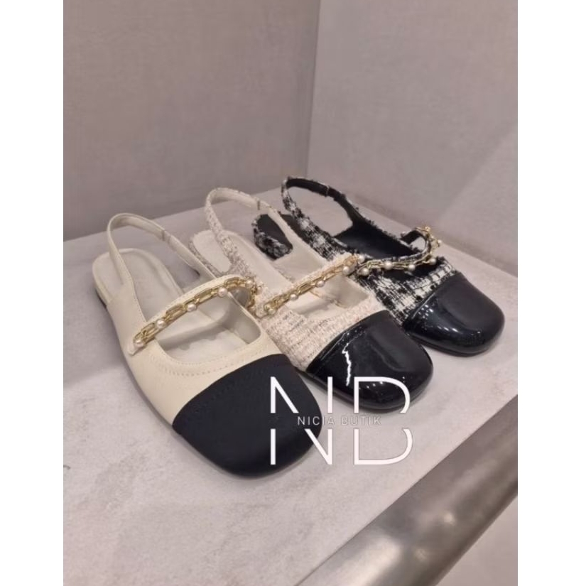 sandal ck slingback flats chain link beaded rio