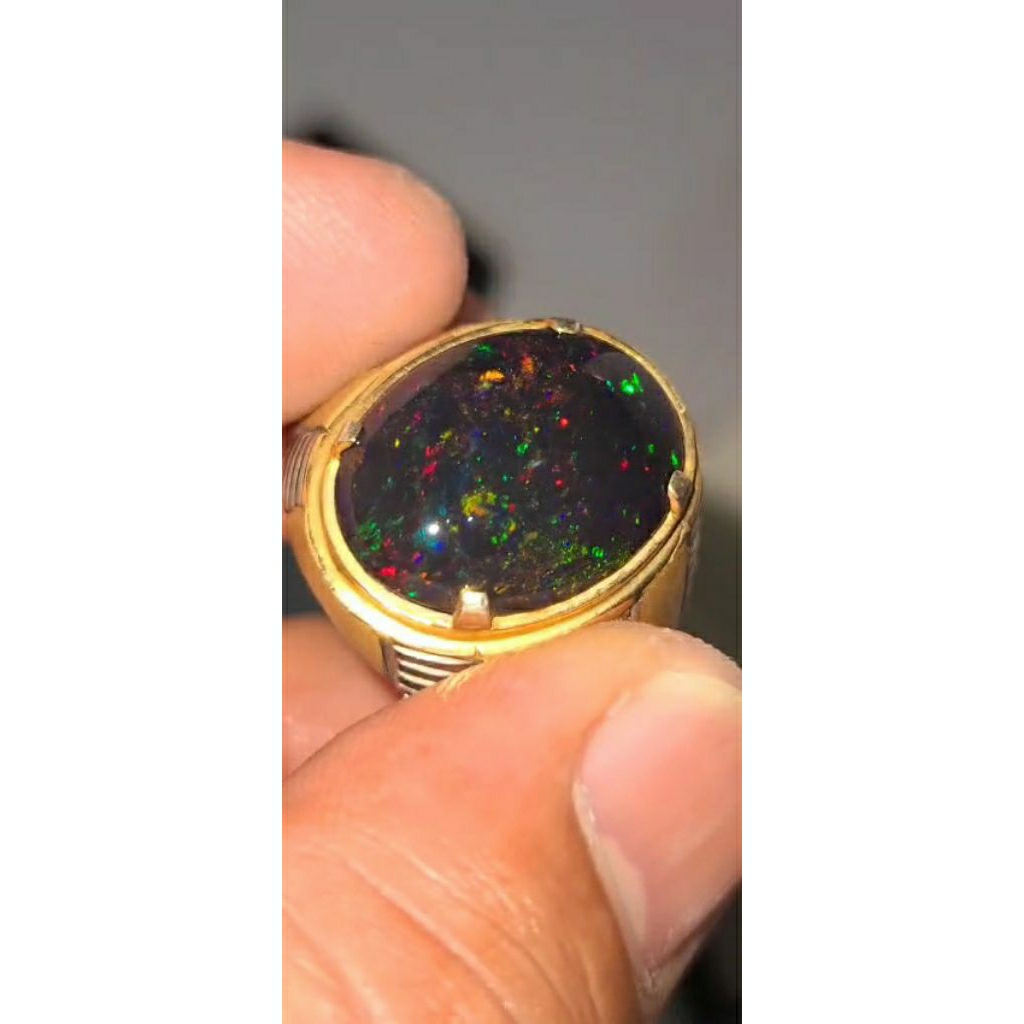kalimaya banten asli natural BLACK OPAL RING PERAK