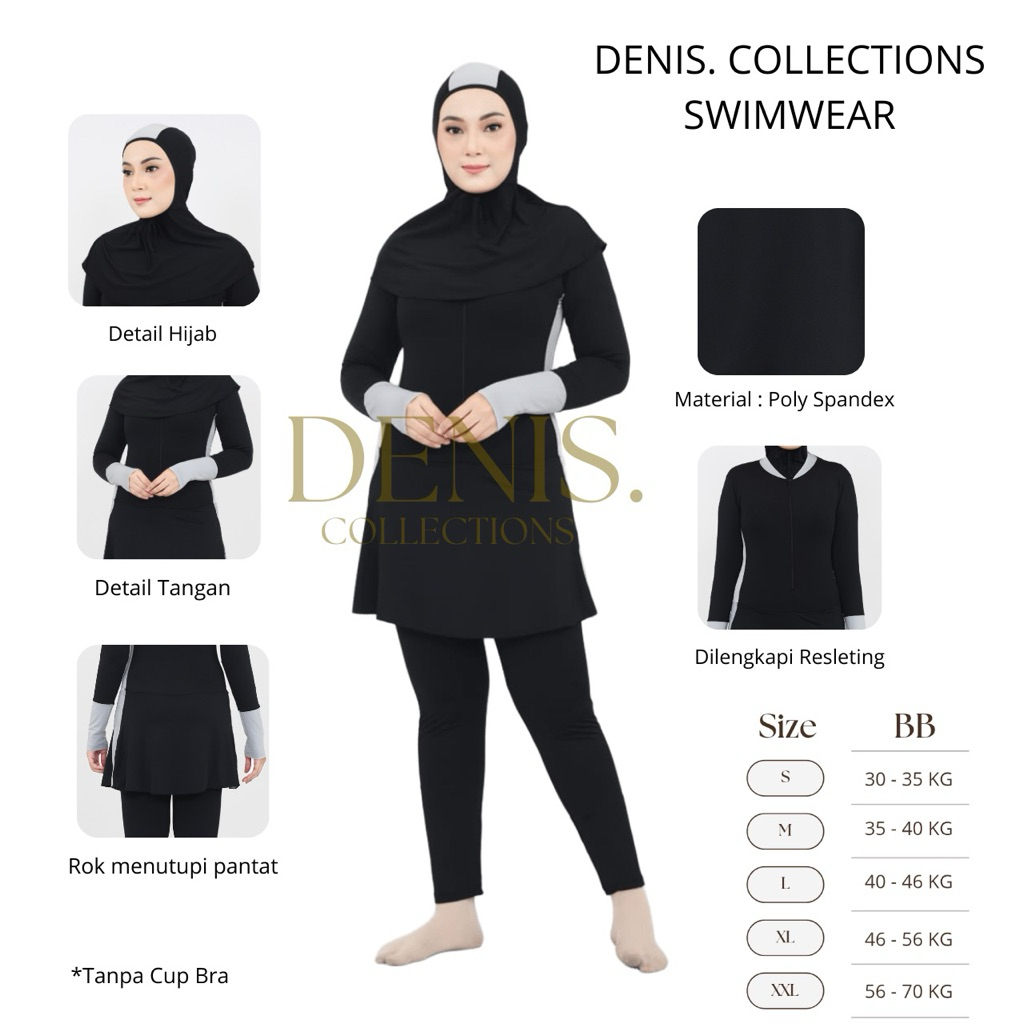 SQUATIDENT Swimwear A09 - Baju renang muslimah syari dewasa wanita muslim perempuan remaja swimwear 