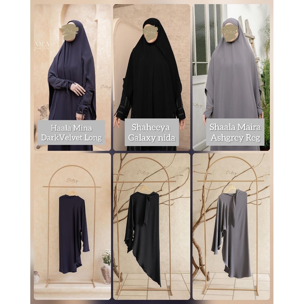 SALE  Khimar Ditsy Moslem 2026 | Shaheeya Galaxy Nida Shaala Ashgrey