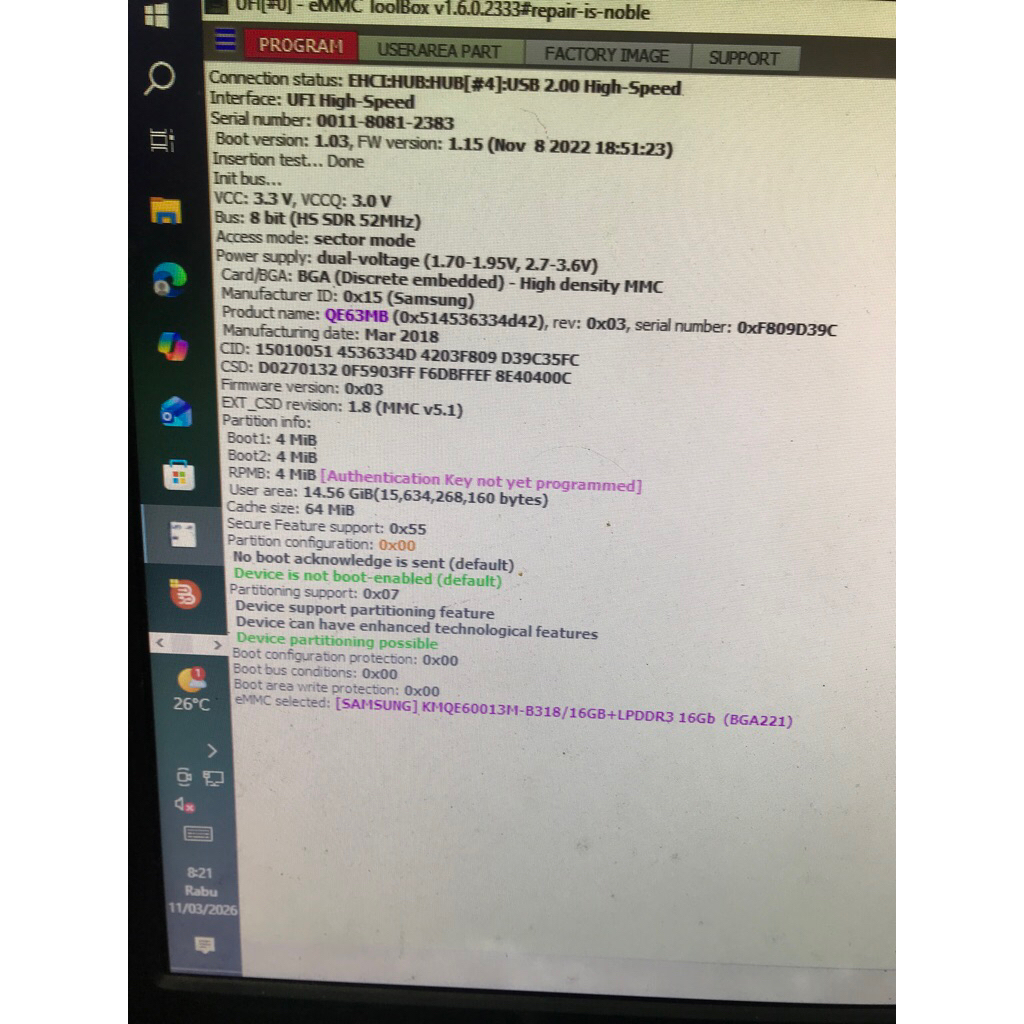 EMMC SAMSUNG KMQE60013M