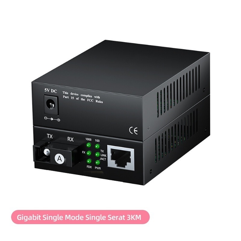 Transceiver serat optik tunggal 100 mbps 25 km converter kecepatan gigabit
