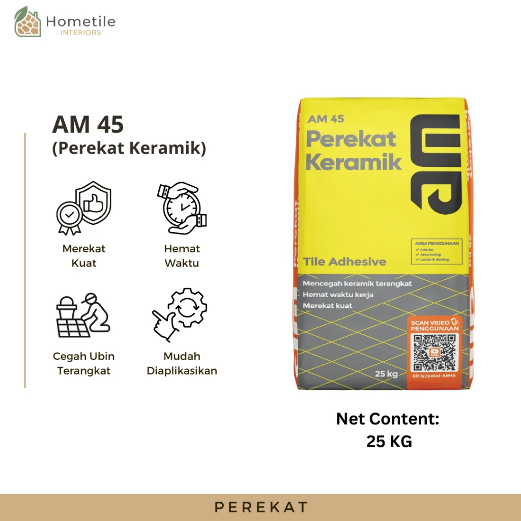 Semen Perekat AM 45 Keramik Lantai Kamar Mandi Dinding Dapur, Untuk Merekatkan Ubin Keramik / Tegel,
