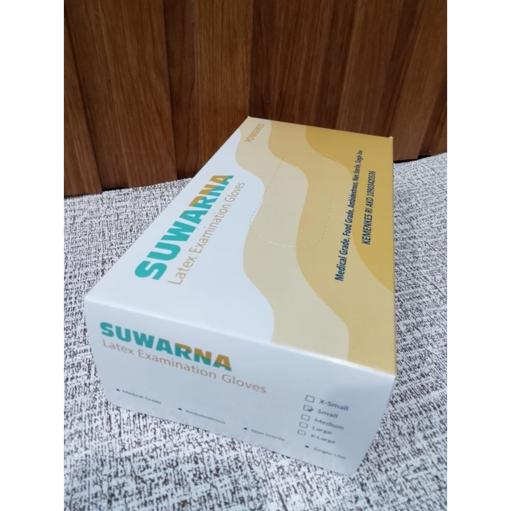 Sarung tangan Karet Medis Handscoon Latex powder 100 pcs merk suwarna