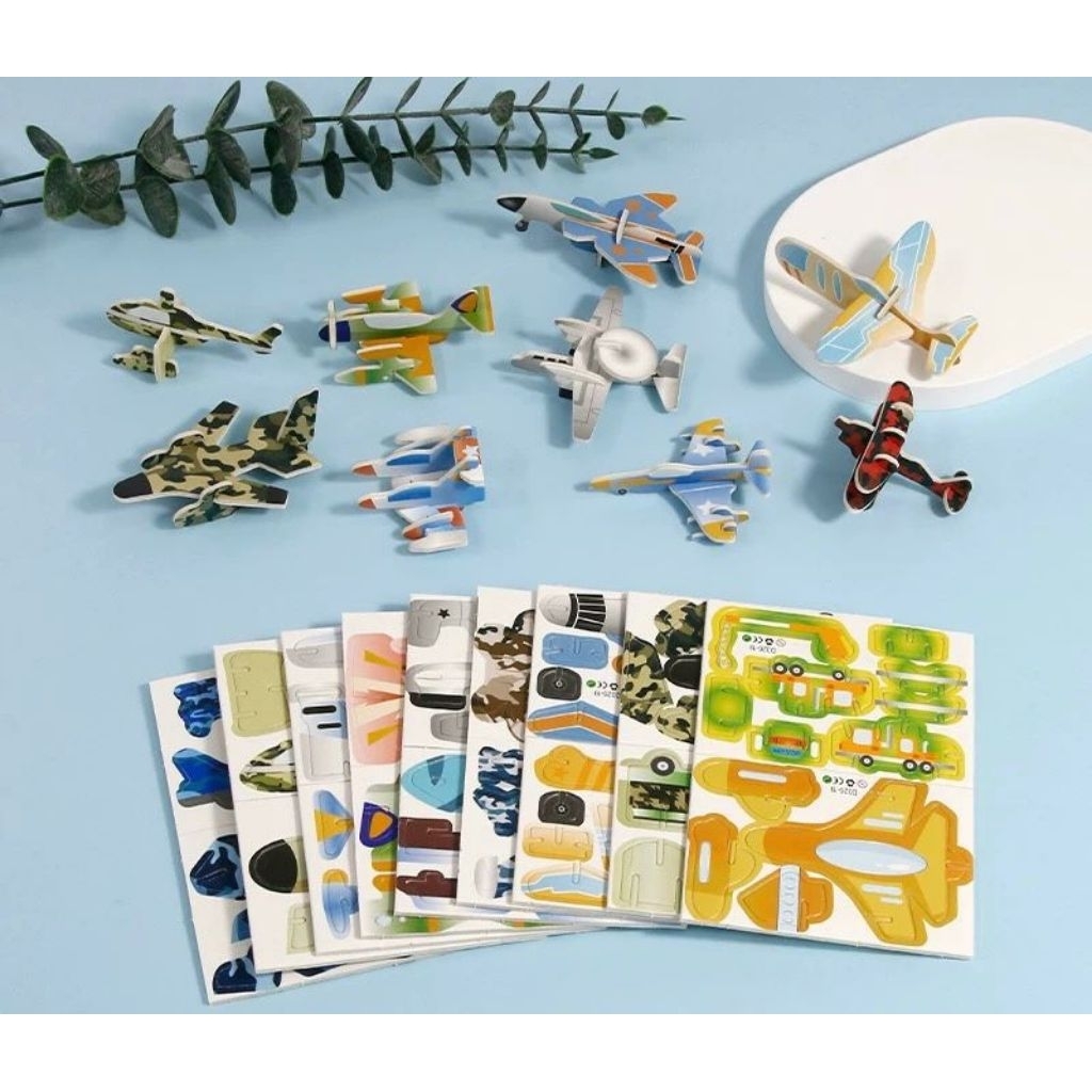 {PK} Puzzle 3D DIY Mainan Edukasi Anak Puzzle Motif Hewan Dino Pesawat / Mainan Edukasi Anak 3D Puzz