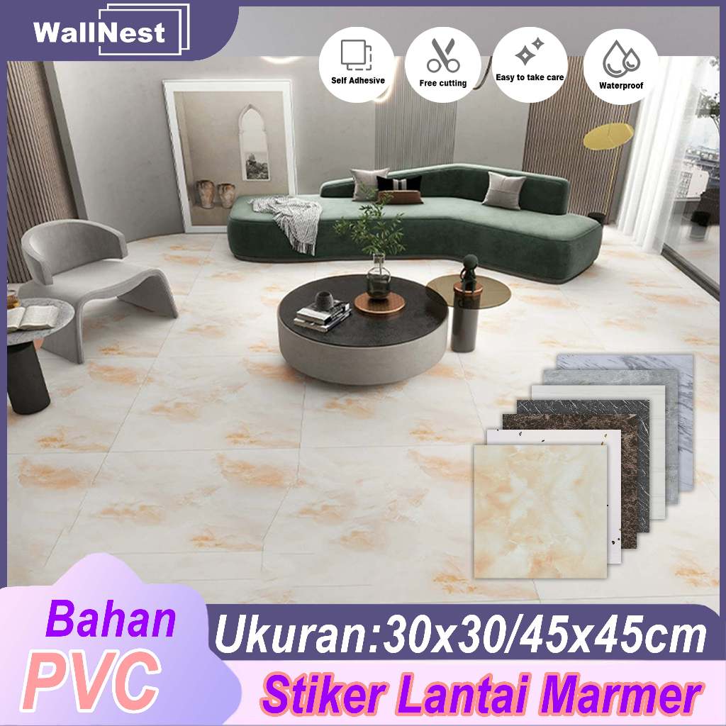 WallNest-Vinyl Sticker Lantai Marmer Granit 30x30cm/45x45cm Motif Vinyl Marble Stiker Lemari Marbel