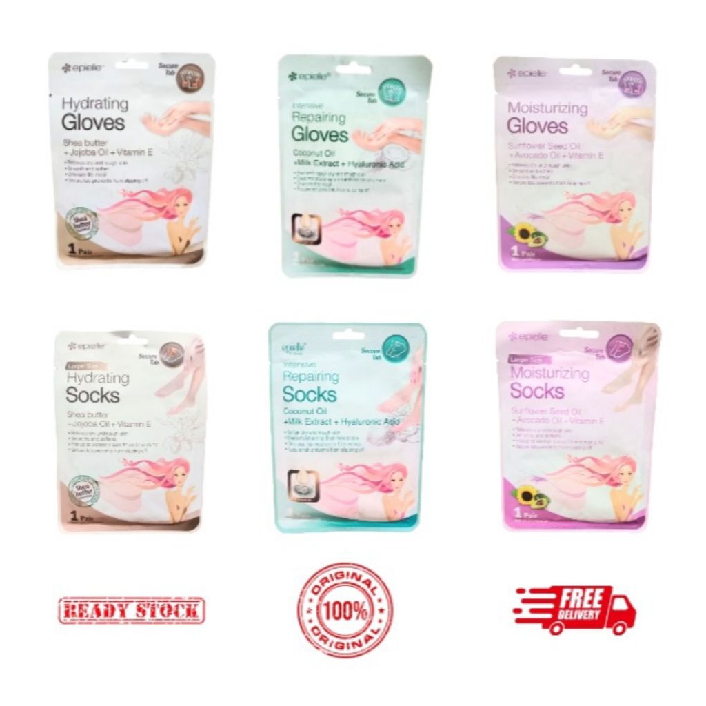 Epielle Gloves Socks Hydrating Intensive Repairing Moisturizing Nourishing Shea Butter Jojoba Coconu