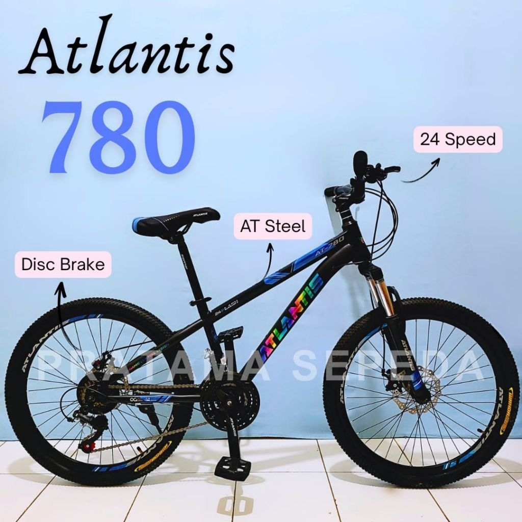 Sepeda Gunung 24 Inch MTB Atlantis AT780 Rem Disbrake Alloy SNI