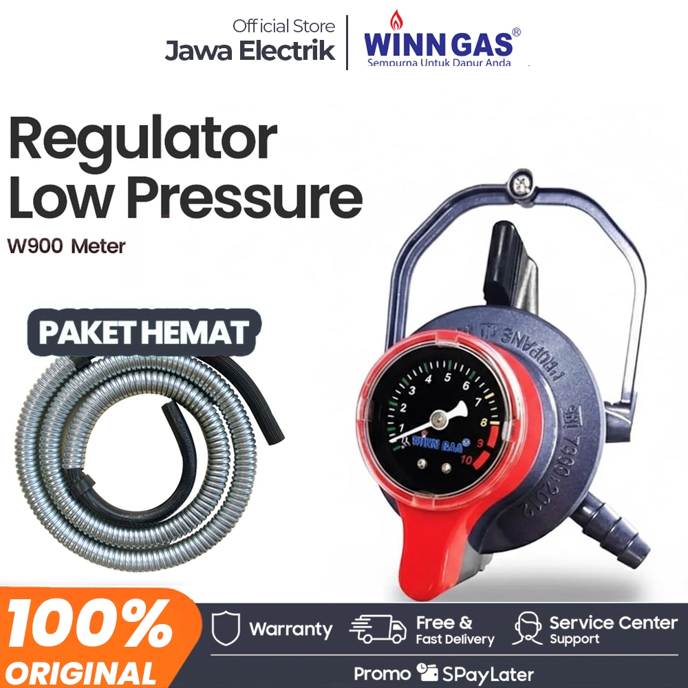 Winn Gas Regulator gas W900M + Selang Gas - Double Lock System - Garansi 5 Tahun W-900M/W-900M