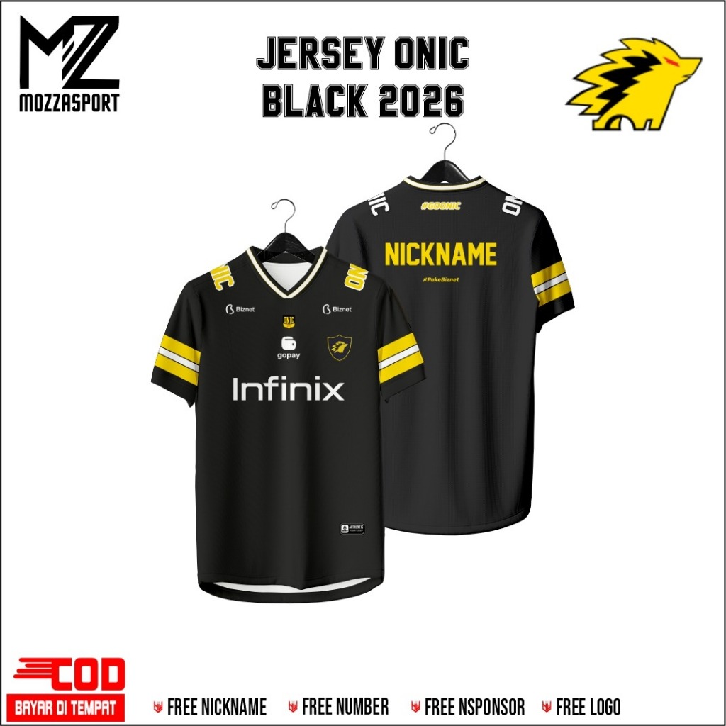 JERSEY CUSTOM  GAME ONIC ESPORTS BLACK TERBARU 2026 FULL PRINTING KUALITAS PREMIUM - MozzaSport