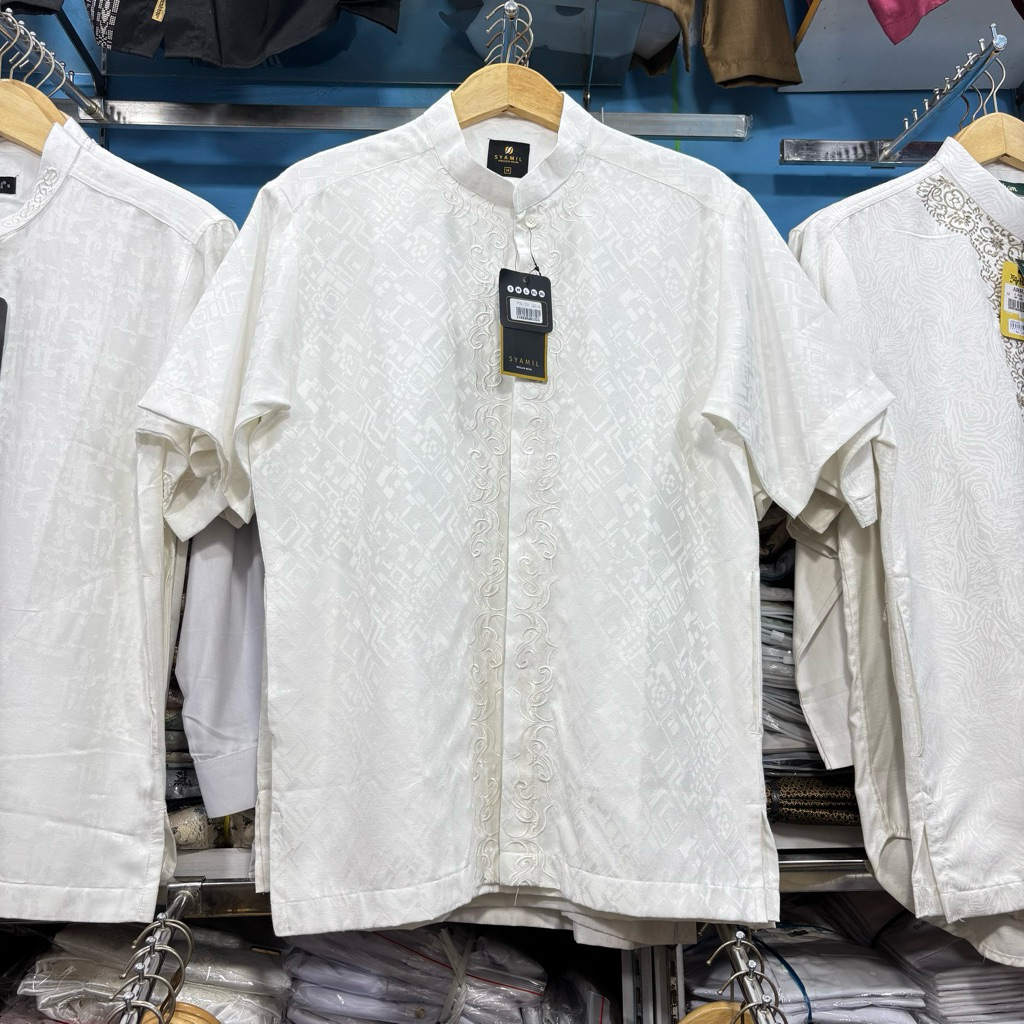 Syamil-Koko Putih Bordir List Bahan Katun Jaguard