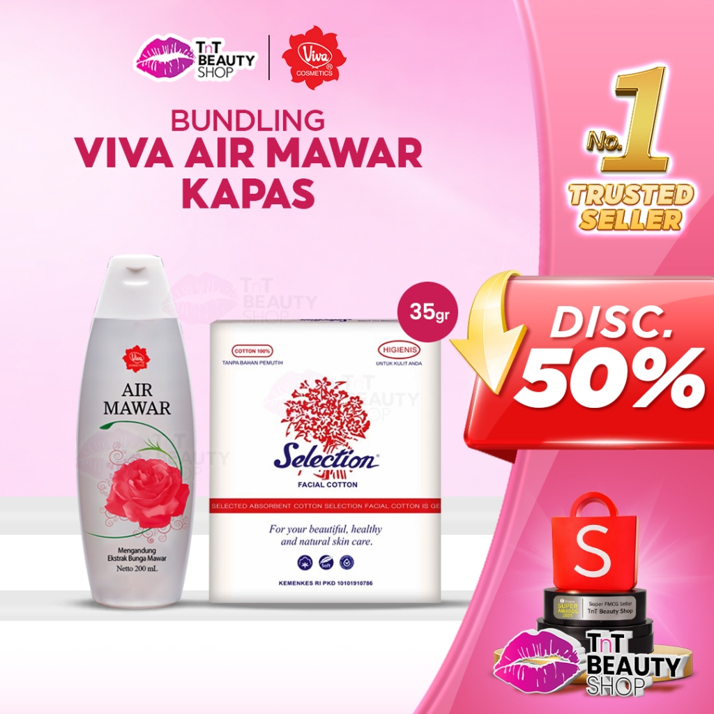 [BUNDLING] Viva Air Mawar 100ml - 200ml | Selection Kapas 35gr| TnT Beauty Shop