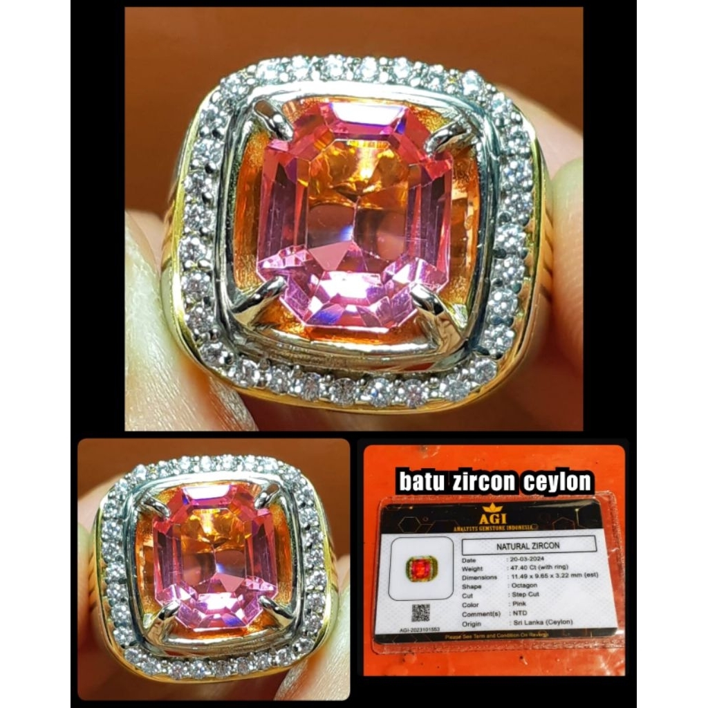 batu zircon Ceylon Srilanka super kristal + memo lab ya