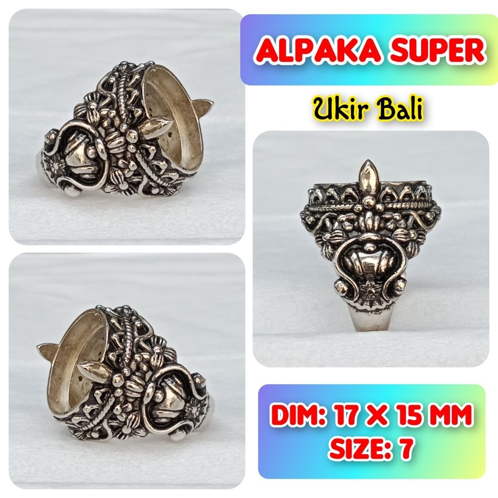 cincin emban batu akik batu permata alpaka super ukir Bali.58