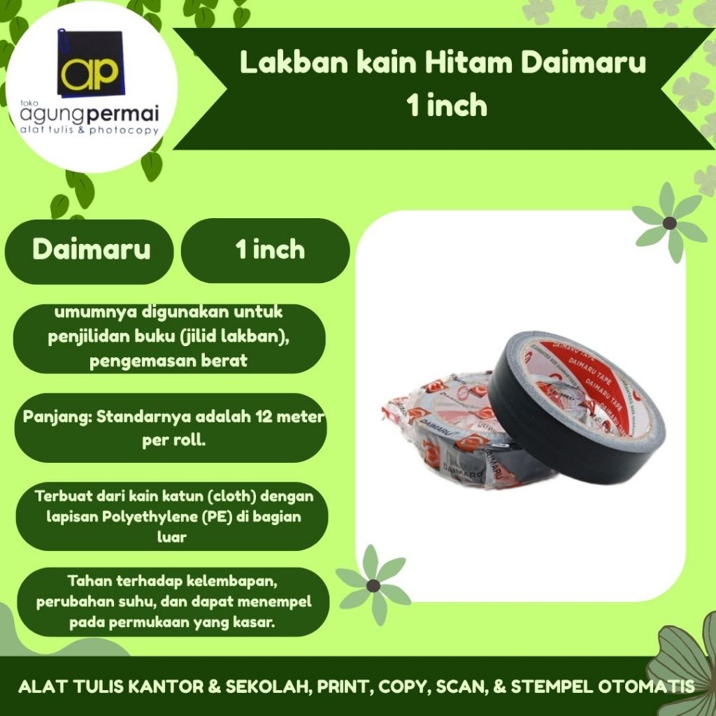Lakban kain Hitam Daimaru 1 inch