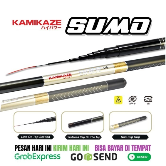 Joran Tegek Kamikaze SUMO 300cm- 540cm Carbon Tegek Ruas Pendek