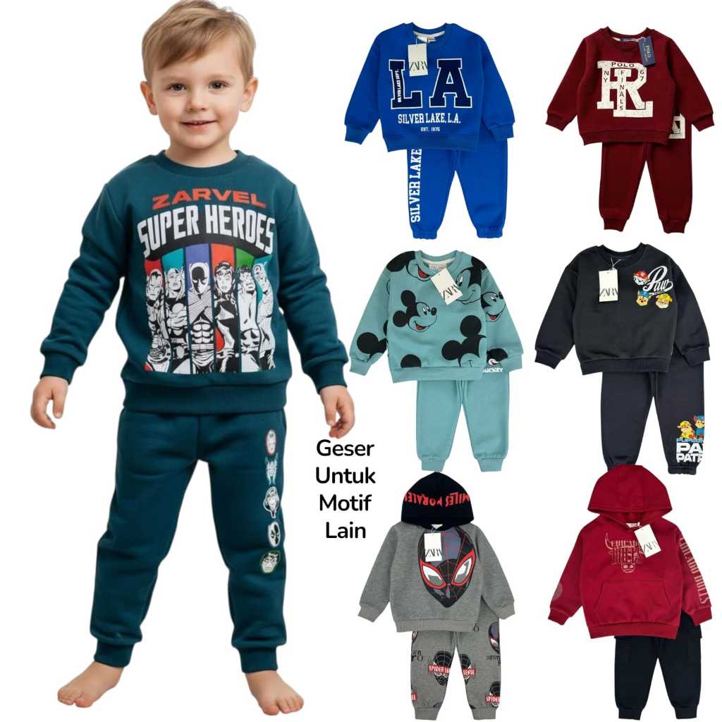 Setelan Baju Stelan Model Sweater Lengan Panjang Celana Anak bayi  Cowok hoodie atasan boy bayi baby