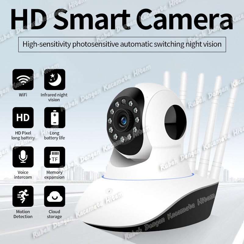 (COD,dalam Stok)A1 Kamera CCTV 1080p HD Kamera Pengintai Wireles Wifi 5 Antena Camera-Outdoor - Indo