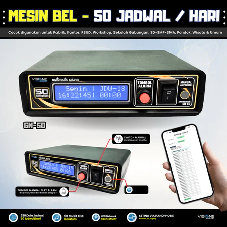 Bel Kantor Otomatis Bel Pabrik Bel Sekolah Otomatis & Manual Wifi MP3 Otomatis Alarm MP3 Visione