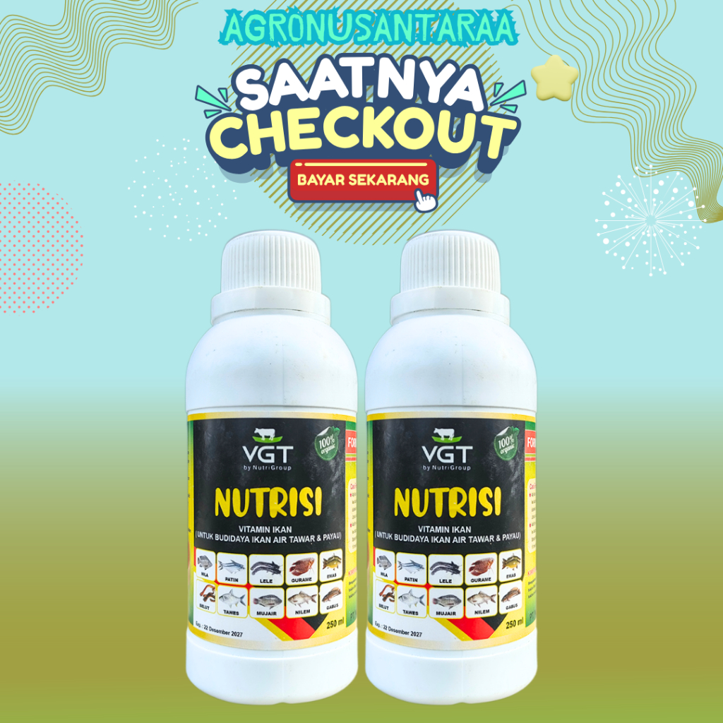 VGT NUTRISI 250 ML -  Untuk  Nutrisi Organik Penggemuk, Mempercepat Pertumbuhan Ikan dan Udang.