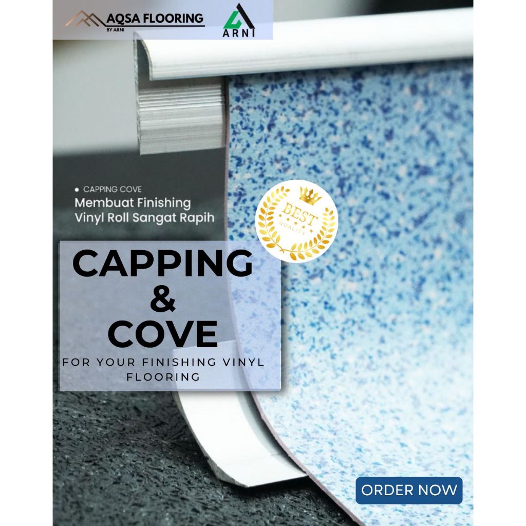 List Capping dan Cove Aluminium Panjang 2m Melindungi Tepi Vinyl Rumah Sakit