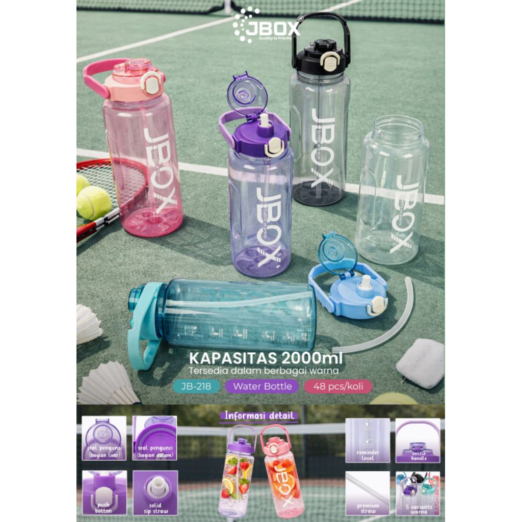 Botol Air Minum JBOX Viral Isi 2000ML - Botol Air Minum 2Liter Bebas BPA Aman Untuk Digunakan Setiap