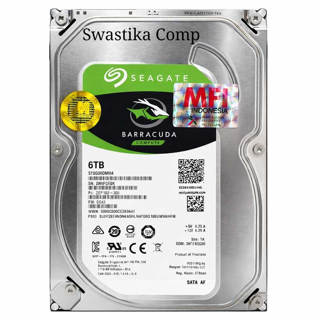 HDD SEAGATE BARRACUDA 6TB INTERNAL-Harddisk Seagate 6Tb 3.5" Resmi MFI