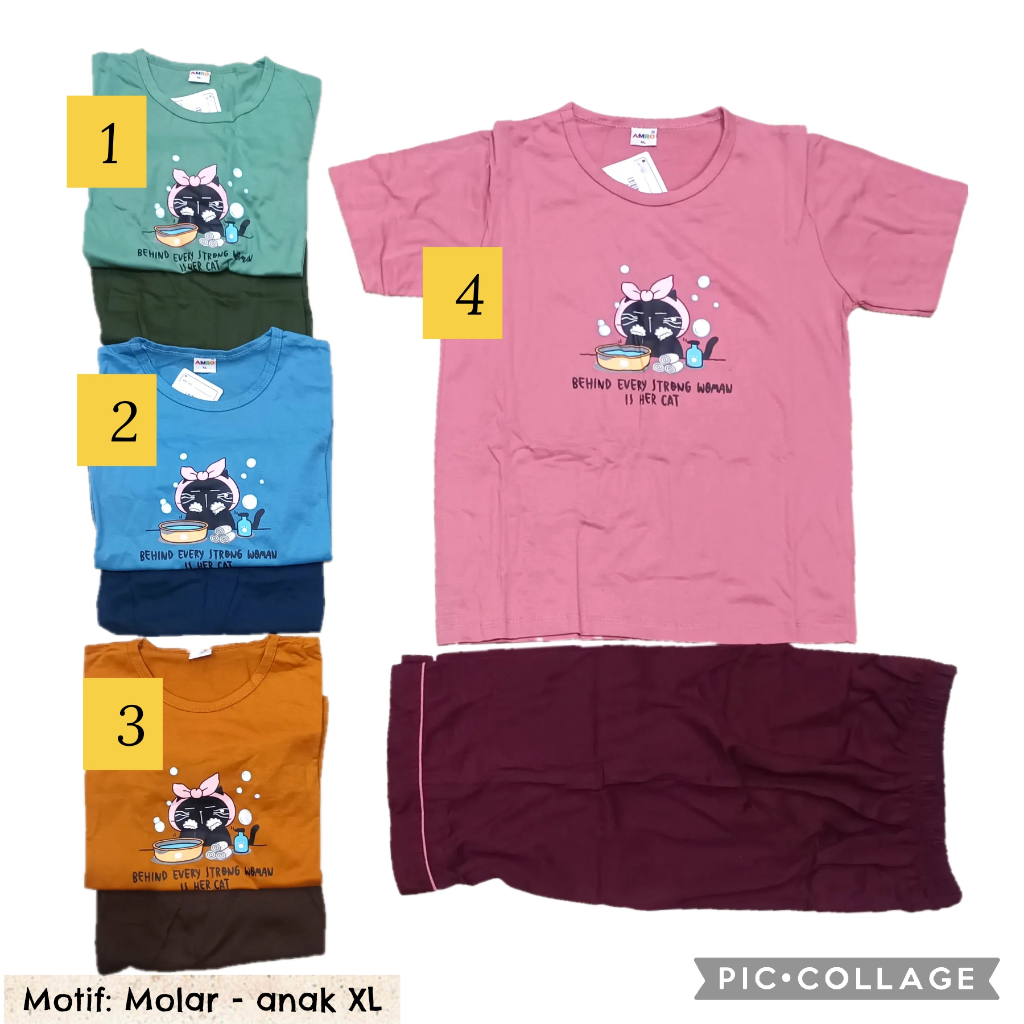 ASLI Babydoll anak Amro pendek 3/4 forever selutut XL piyama baby doll baju tidur rumahan setelan 3 