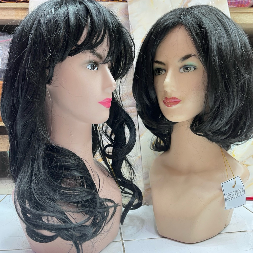 Wig Rambut Wanita Tanpa Bando Model Curly Pony Dan Wig Segi Lurus Tanpa Poni, Natural Dan Elegant