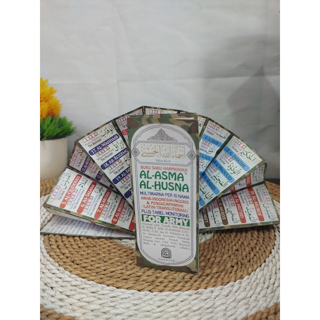 [5 pcs] Flash Card Lipat Hafalan 99 Asmaul Husna 4 Bahasa Full Colour For Army/Military
