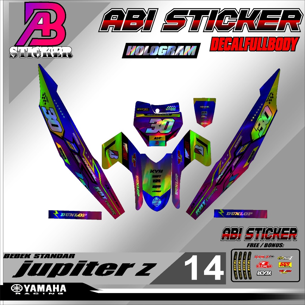 COD HOLOGRAM/VINIL TERBARU STIKER STRIPING RBT JUPITER Z MOTOR BEBEK MODIF SUPERMOTO DECAL FULL BODY